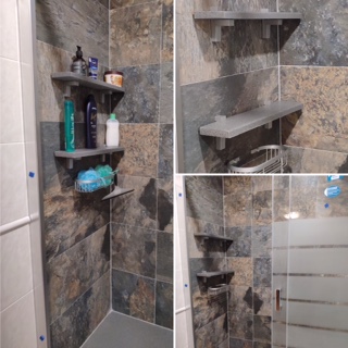 Acuerdo Qué toma una foto Baldas para baño en casa de uno de nuestros clientes - Bedyfa, fabricante  de Terrazo, Hormigón Polímero y Platos de Ducha.